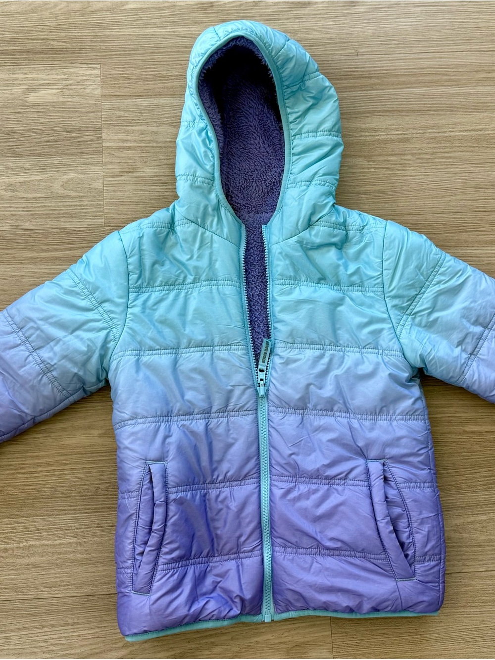 Eddie Bauer Kids Ombre Hooded Puffer Jacket - Aqua to Lilac